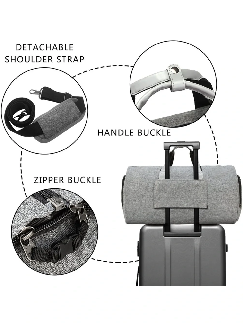 Convertible Garment Carry On Duffle Bag Shoulder Strap Hanging Suit Travel